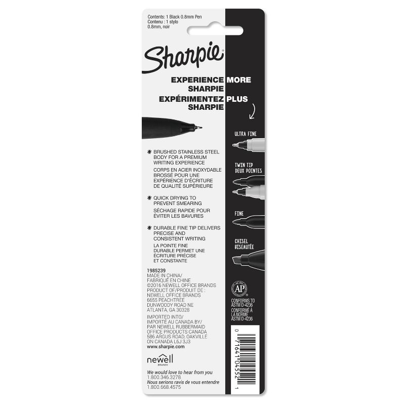 Sharpie Marker Pen Metal Barrel Fine Tip 0.4mm Black Ink