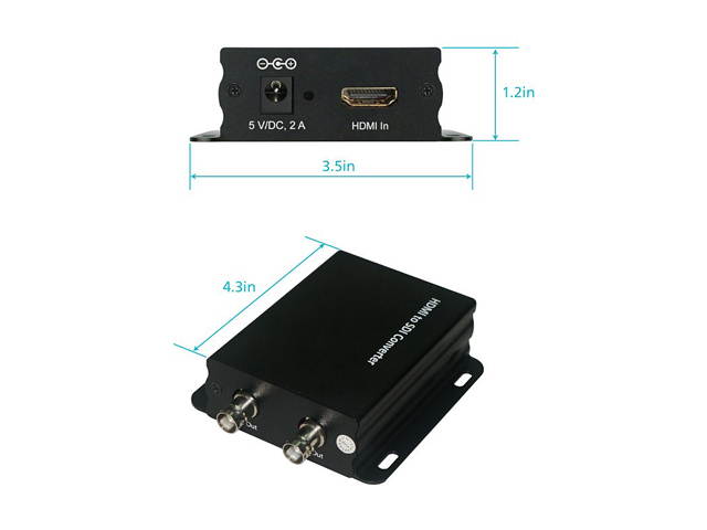 XtremPro 66002 HDMI to SDI Converter Two Outputs Portable Support 720P and 1080p HDMI to SDI