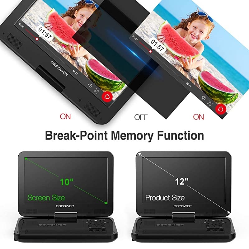 12 Portable DVD Player with 5Hour Rechargeable Battery 10 Swivel Display Screen SD Card Slot and USB Port with 18 Meter Car Charger and Power Adaptor Region Free Blue