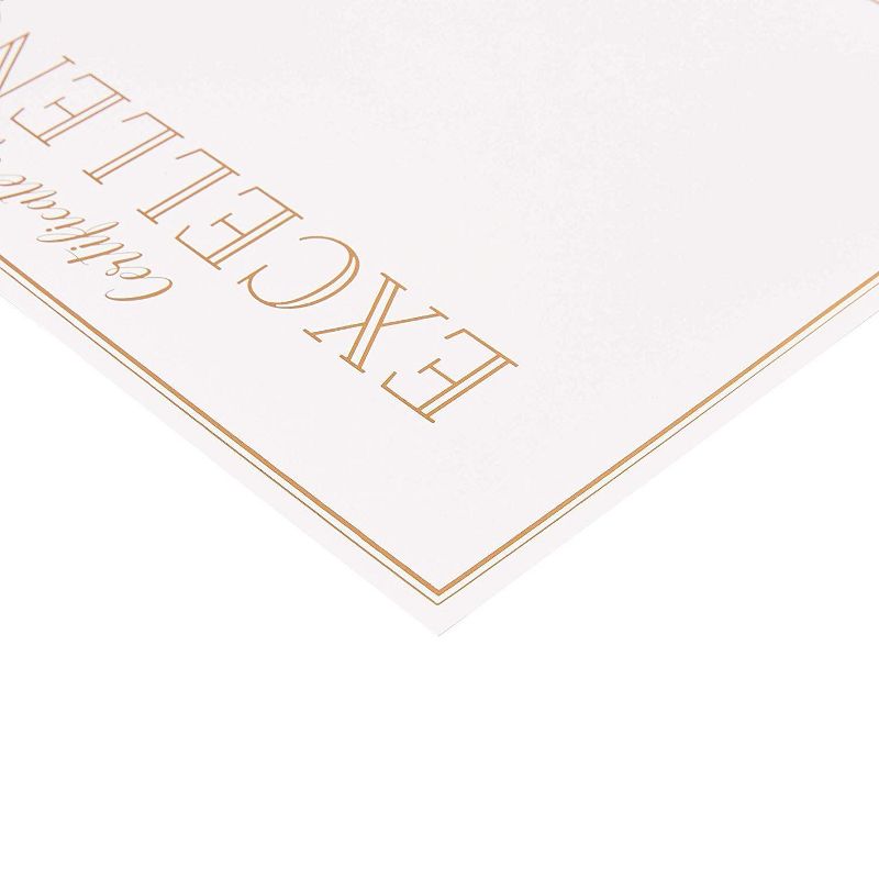 Best Paper Products 48-Pack Gold Foil Certificates of Excellence Award Paper Sheets, A4 Letter Size 8.5 x 11 in