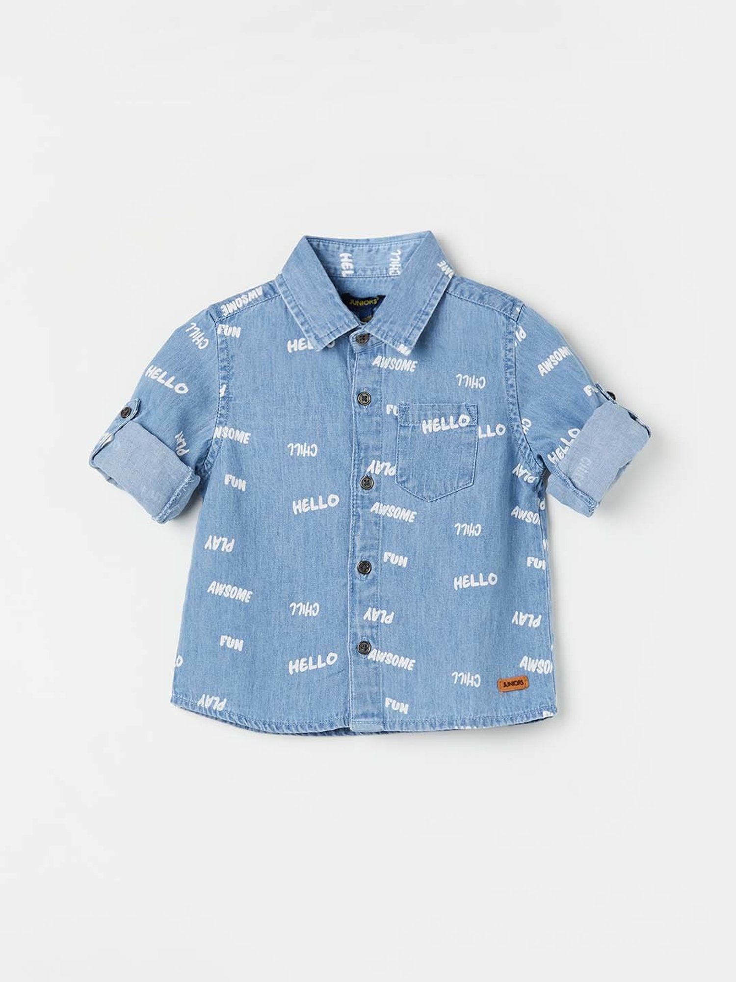 Juniors by Lifestyle Blue Cotton Printed Full Sleeves Shirt