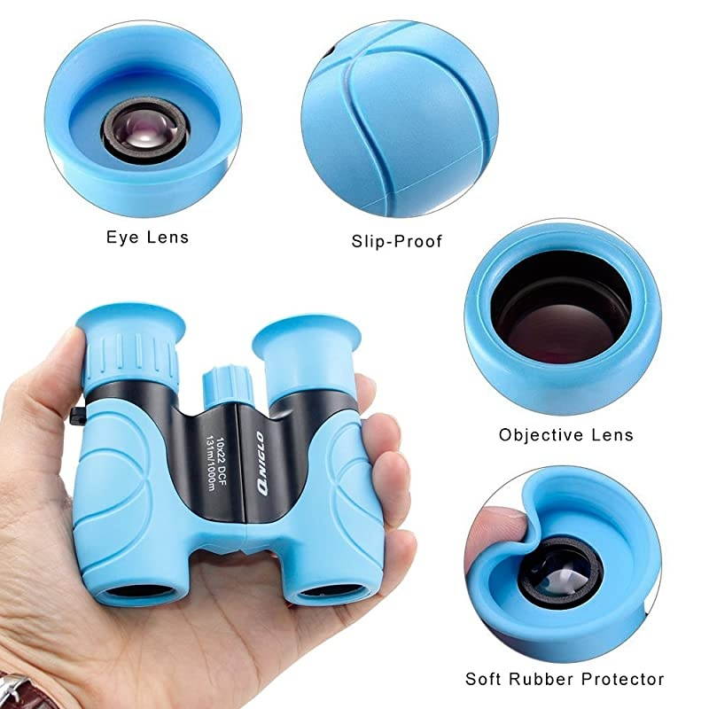 Binoculars for Kids Shockproof 10 x 22 High Resolution Real Optics Outdoor Explore Toys for Kids Children Toys Gift for Kids Blue