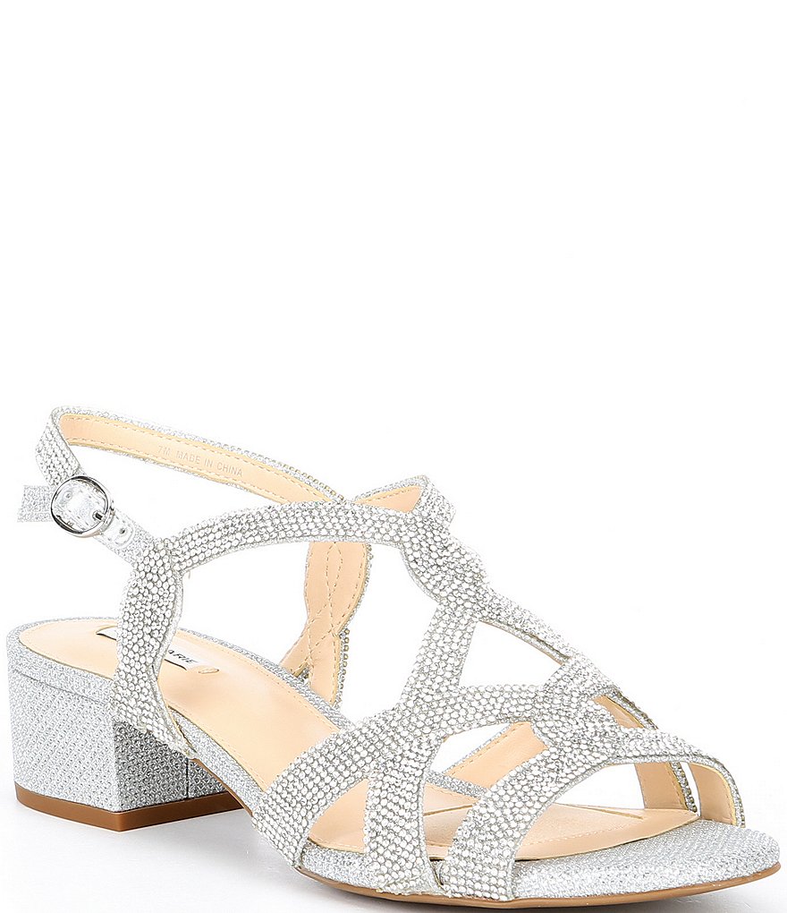Alex Marie Crennan Rhinestone Strappy Block Heel Dress Sandals