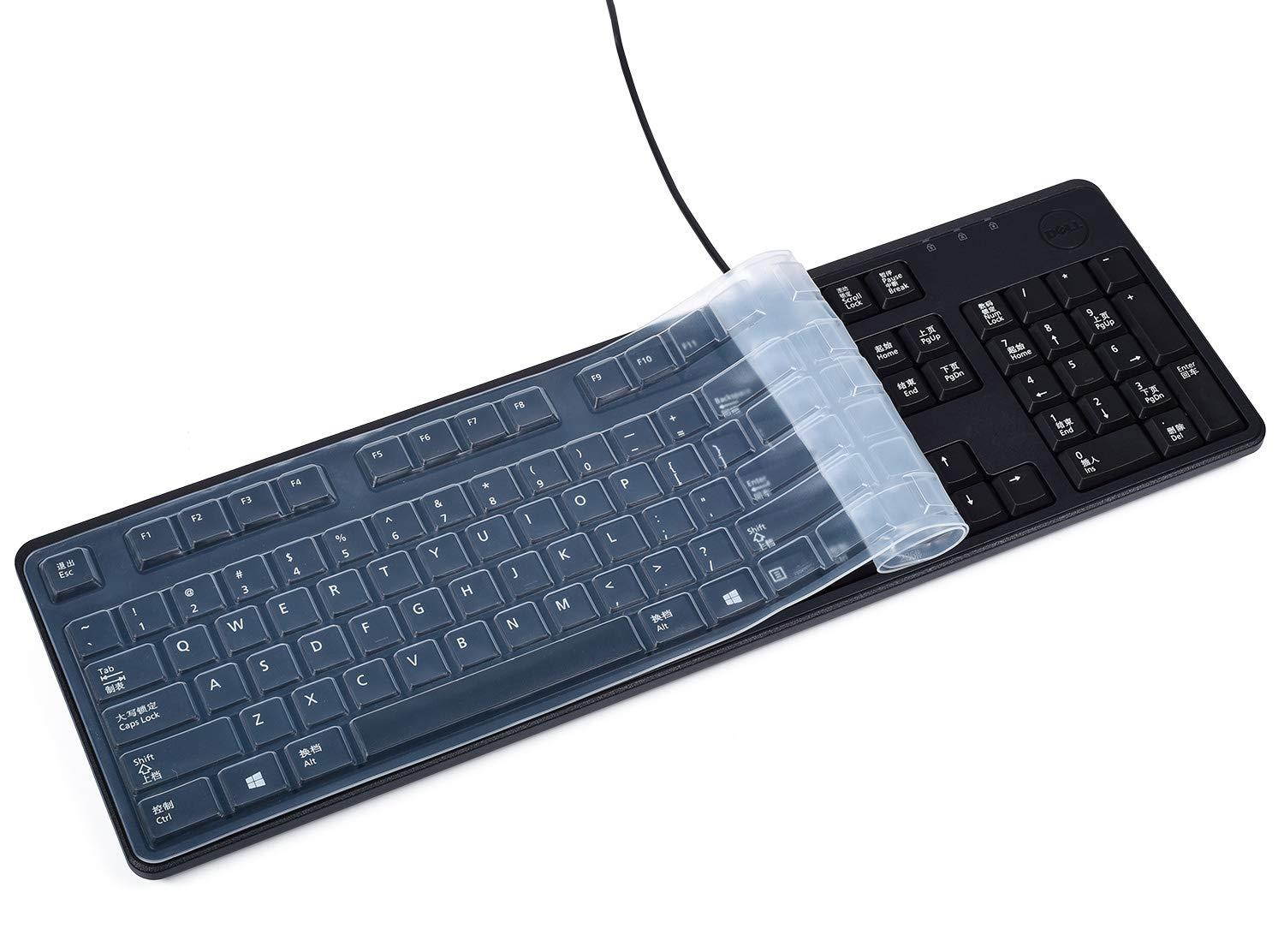 Anti Dust Waterproof Silicone Keyboard Protector Skin Cover for Dell Keyboard KB212-B KB4021 US Version (Clear)