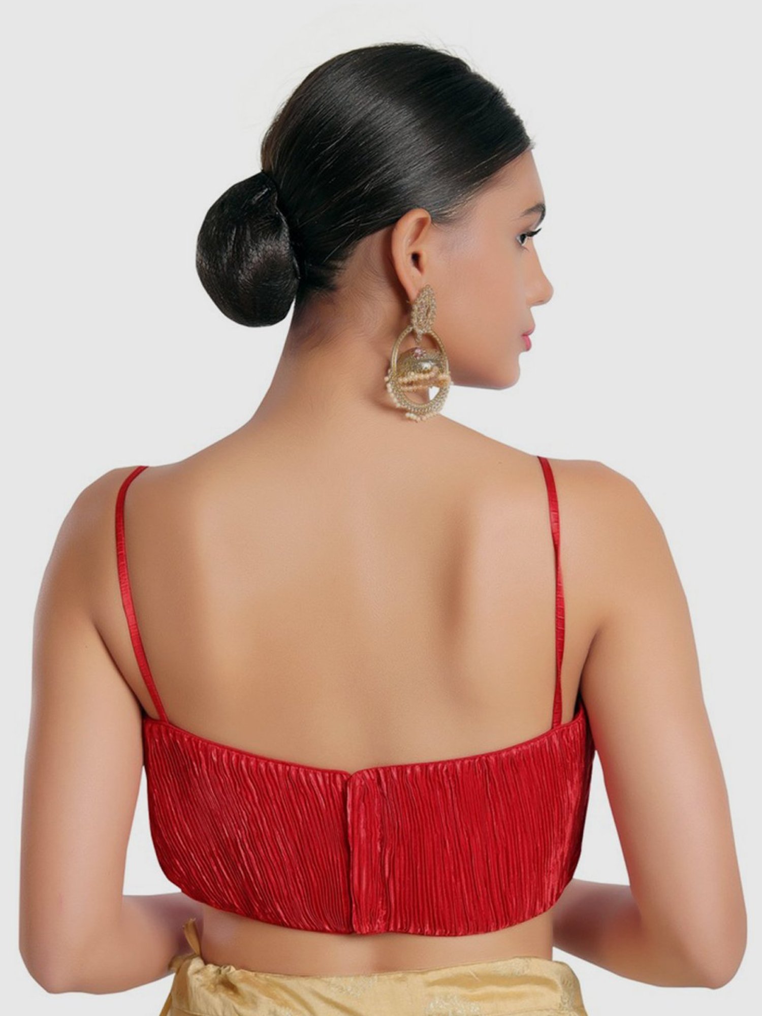 Salwar Studio Red Textured Readymade Blouse