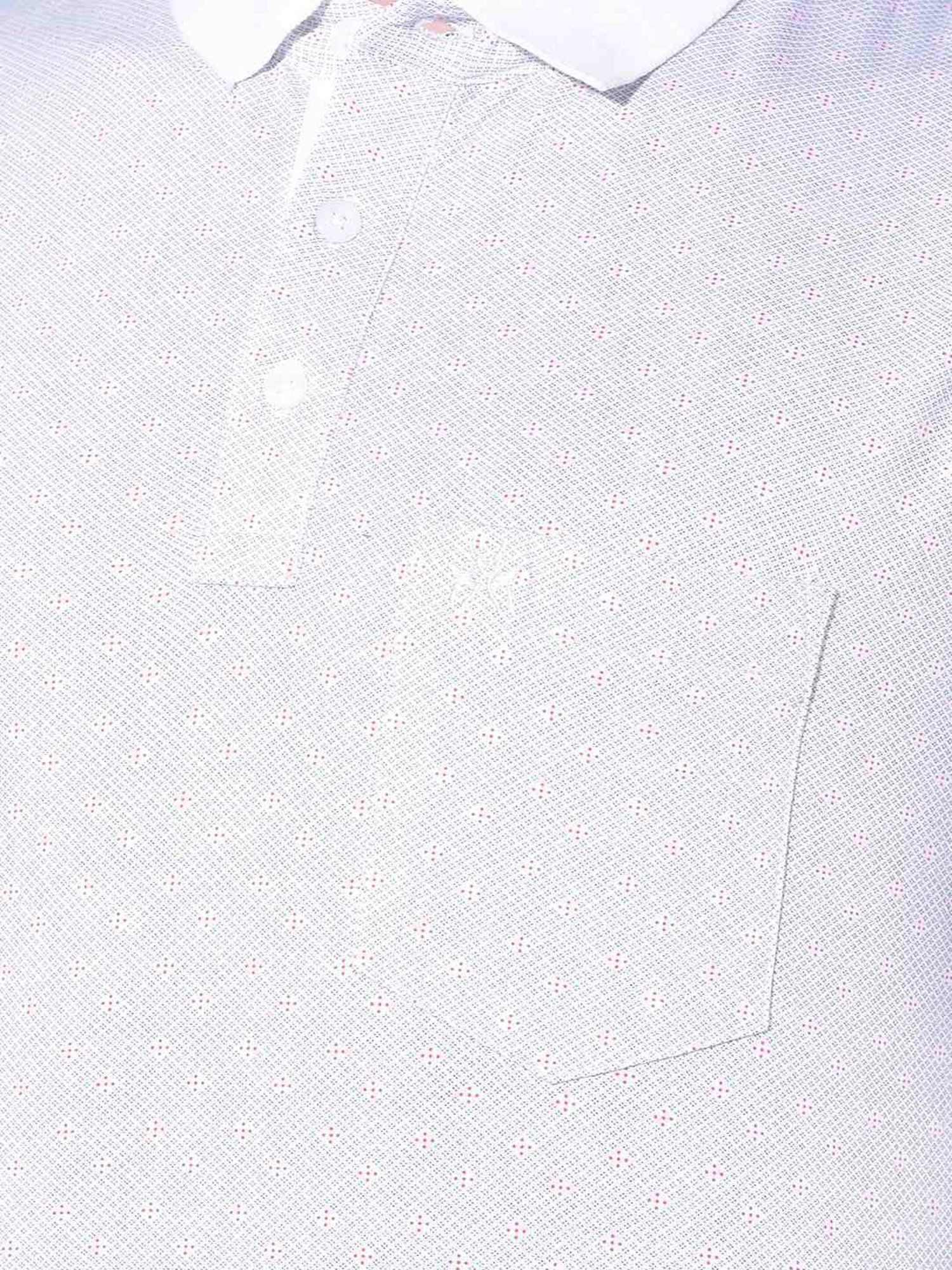 Crimsoune Club White Cotton Slim Fit Texture Polo T-Shirt