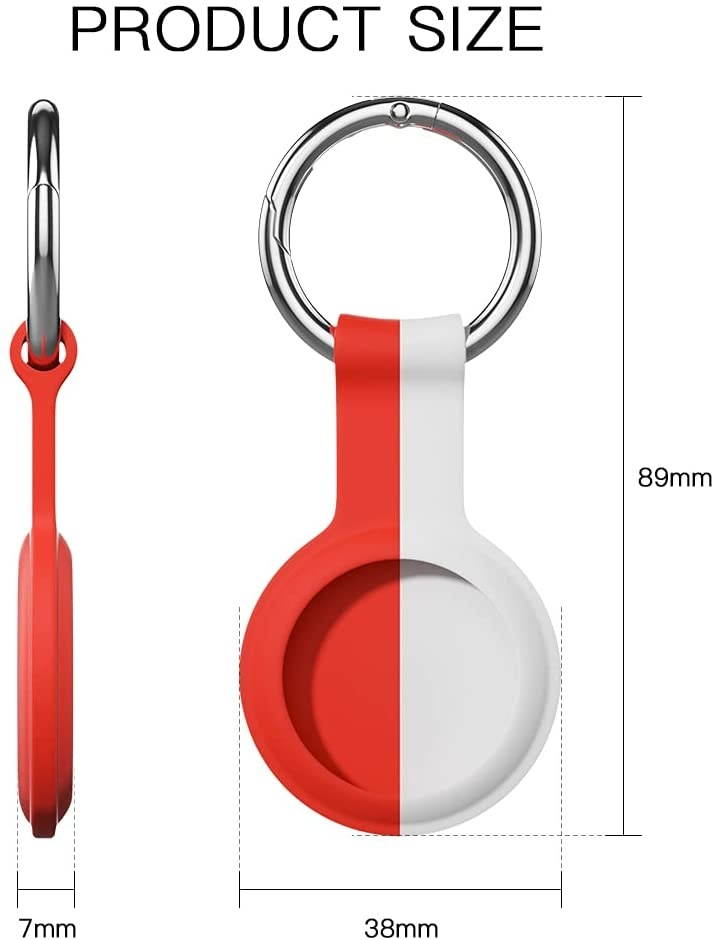 AWINNER Compatible for AirTag Case Keychain Accessories ,Silicone Protective Cover Secure Holder with Key Ring (Red/White)
