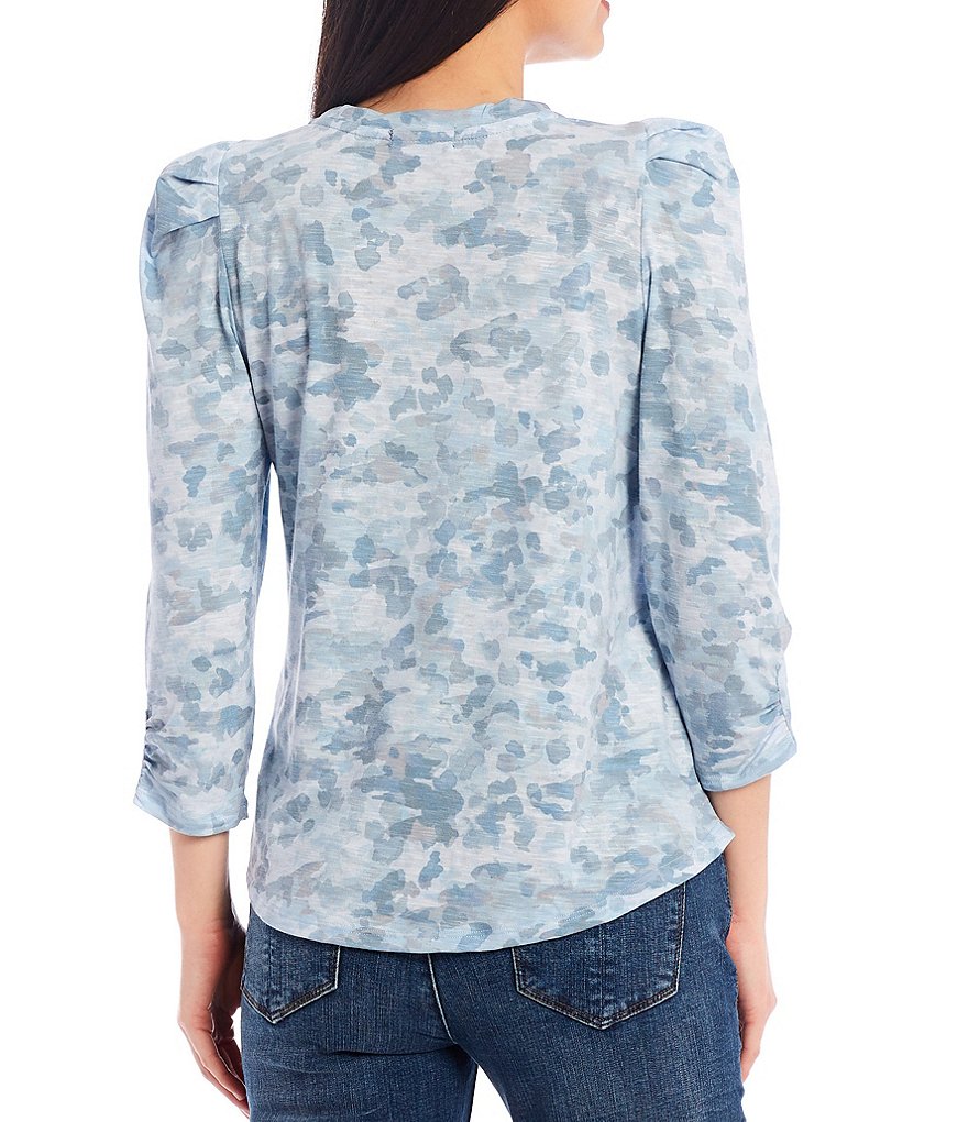 Democracy Watercolor 3/4 Puff Sleeve Knit Top