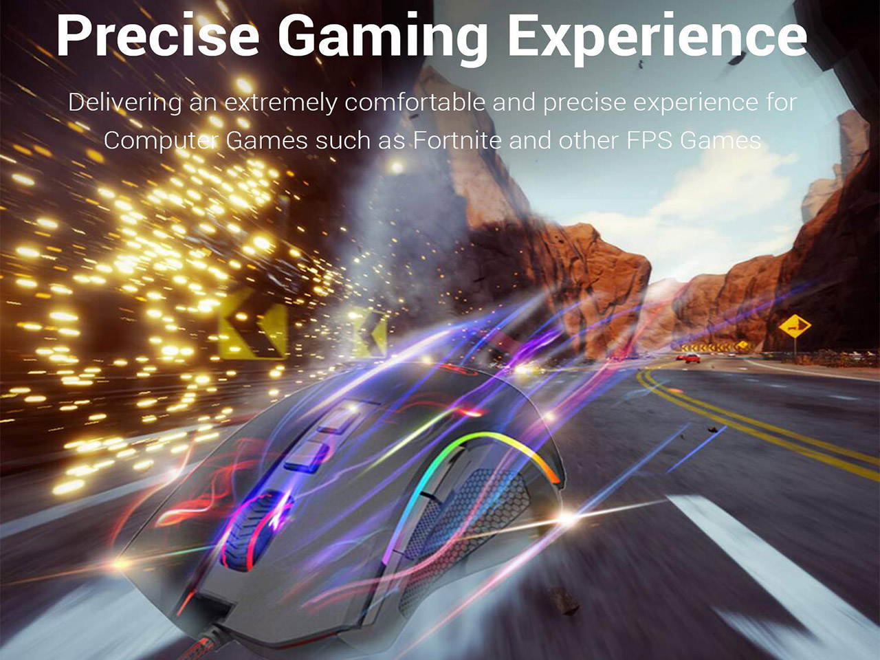 Updated Gaming Mouse with 7 Programmable Buttons, Chroma RGB Backlight Gaming mice, 6400 Adjustable DPI, Ergonomic USB Computer Mouse, High Precision Sensor for Windows PC & Laptop Gamers