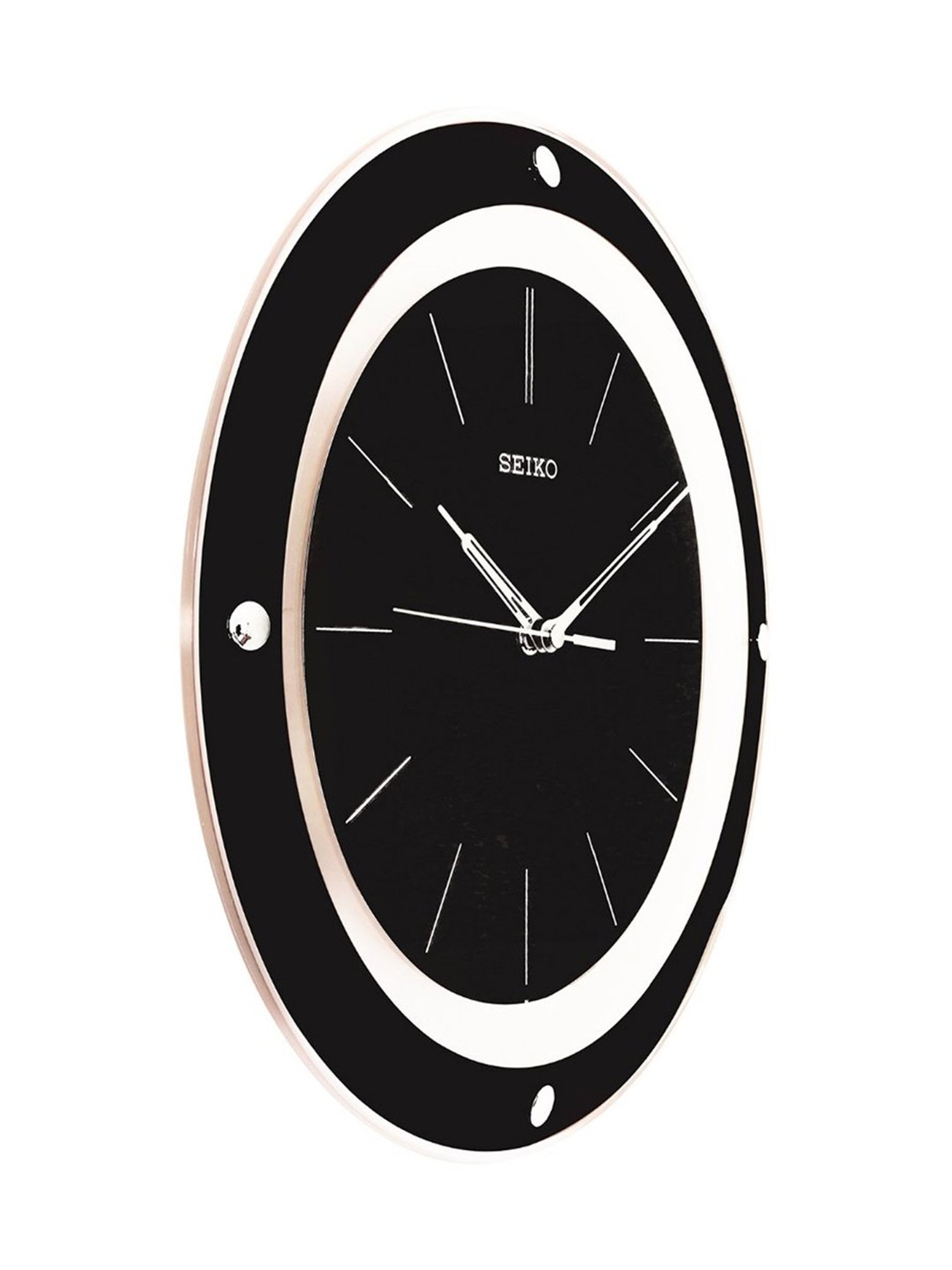 SEIKO elegant black & white plastic wall clock with sweep movement