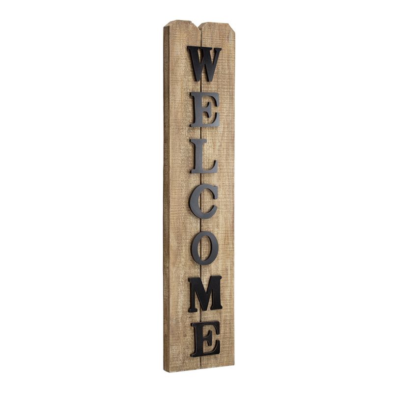 9" x 41" Welcome Rustic Wooden Wall Plaque Sign Brown - American Art Decor