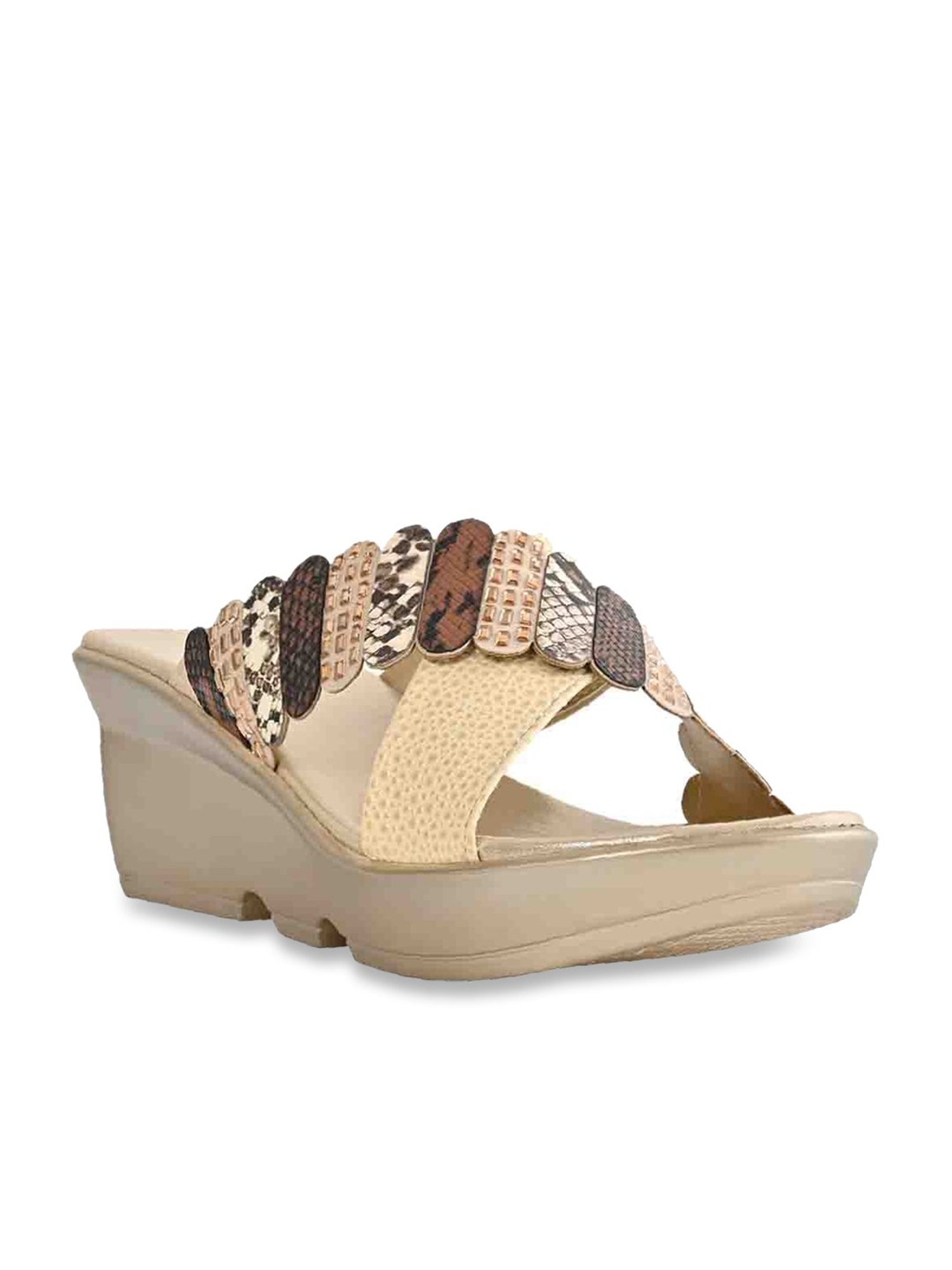 Jove Women's Golden Cross Strap Wedges