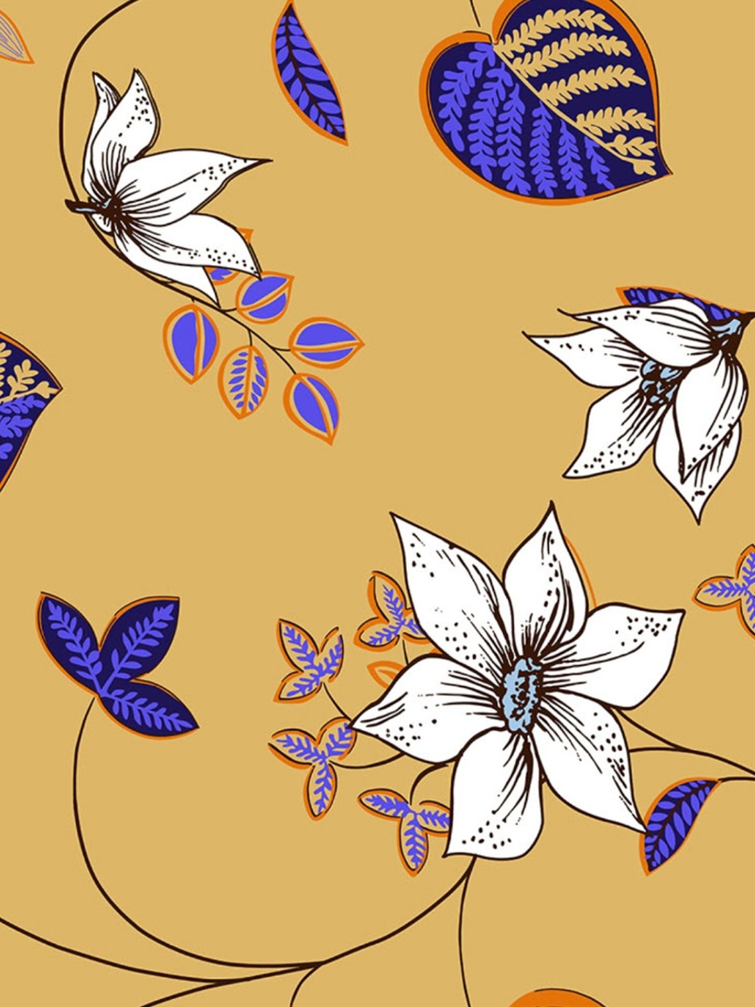 Welspun Printed Yellow Microfiber Double Bedsheet with 2 Pillow Covers