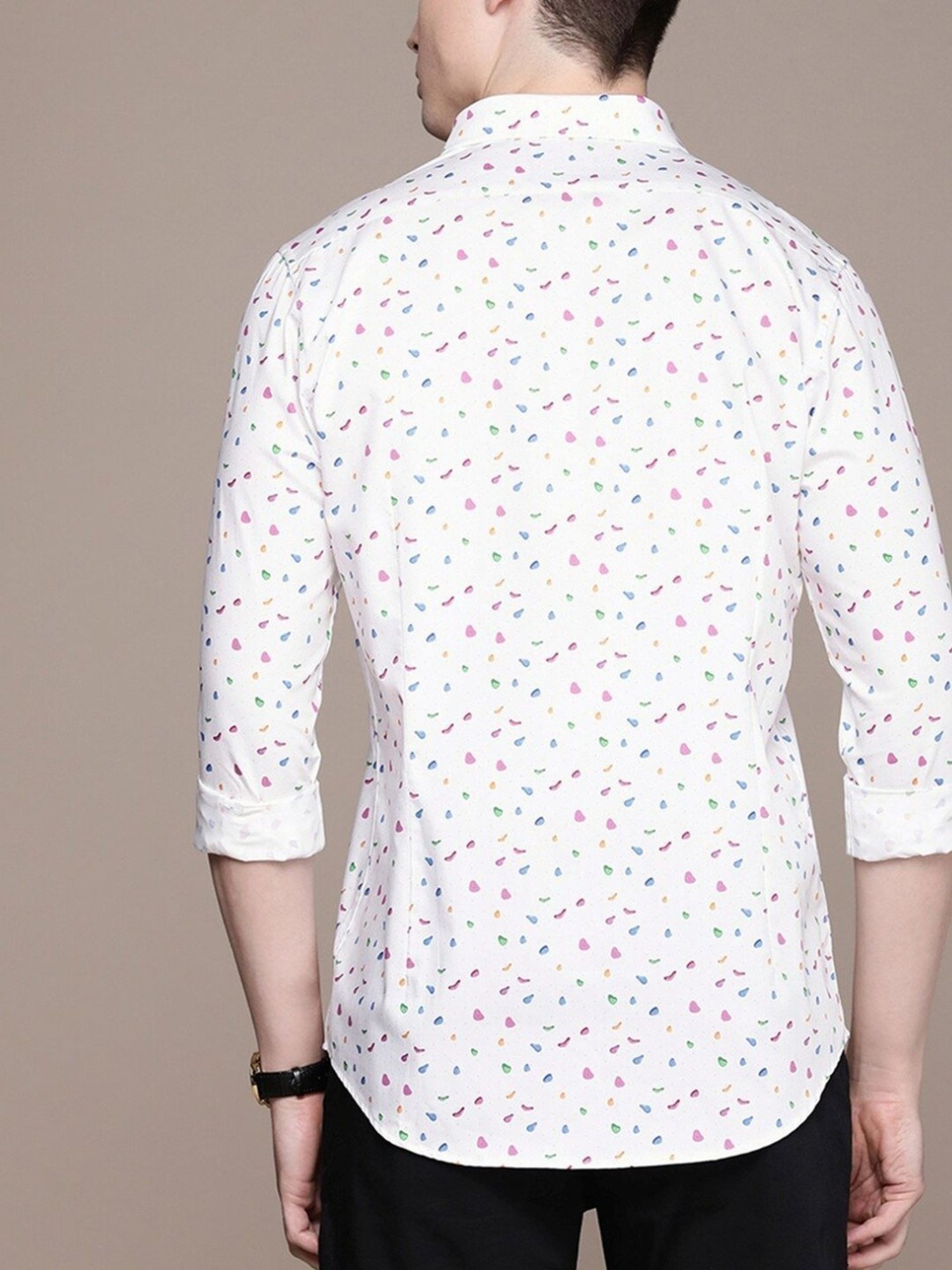 Simon Carter London White Printed Slim Fit Shirt