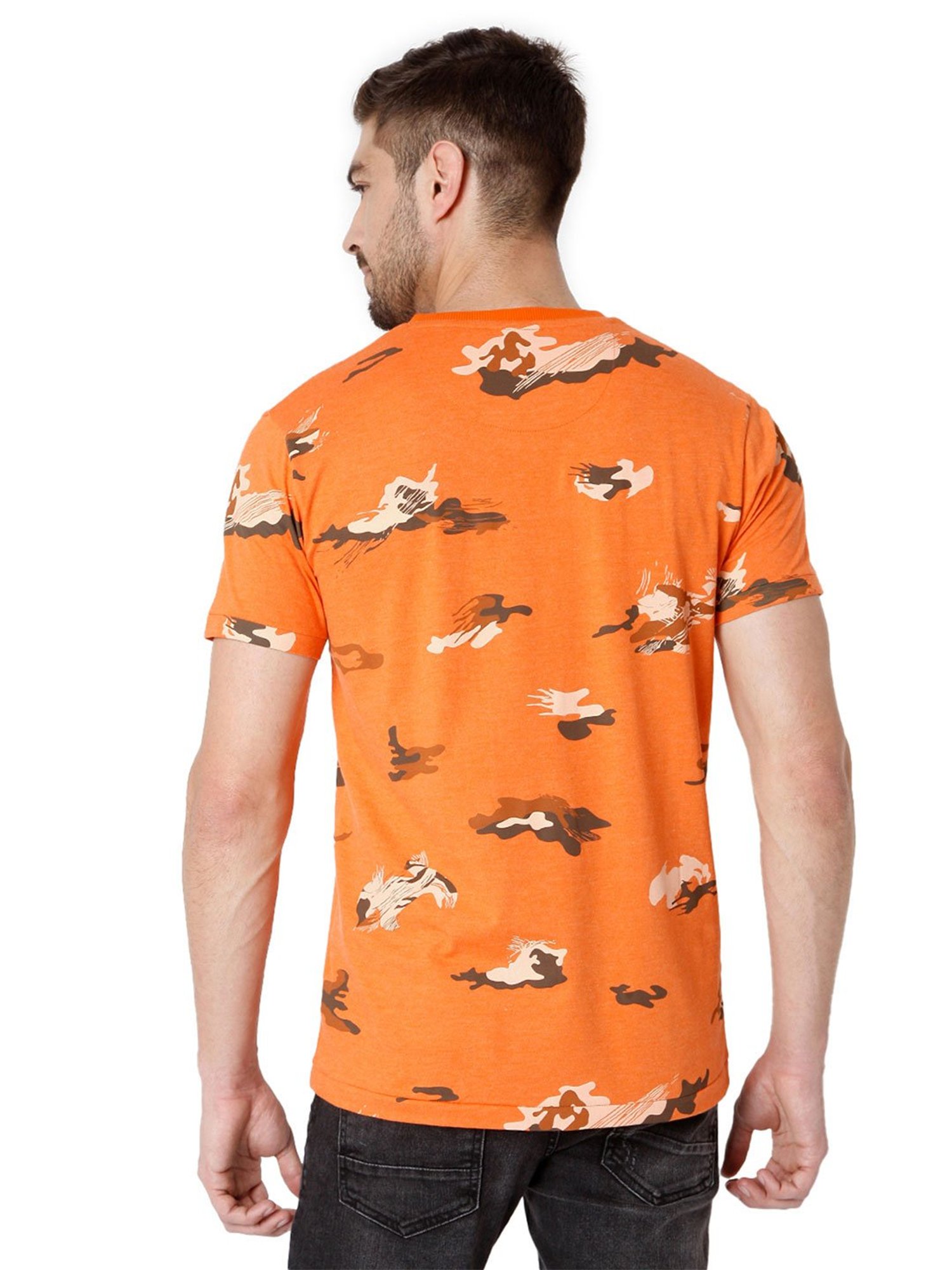 Mufti Orange Printed T-Shirt