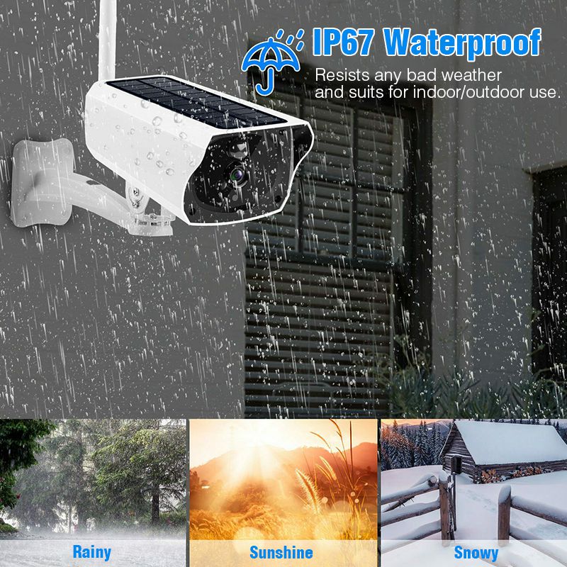 1080P Solar Powered WiFi Camera, Wireless Outdoor Security Camera HD Night Vision, Waterproof, 2-Way Audio, Support Google Assistant /Cloud /Local SD Storage