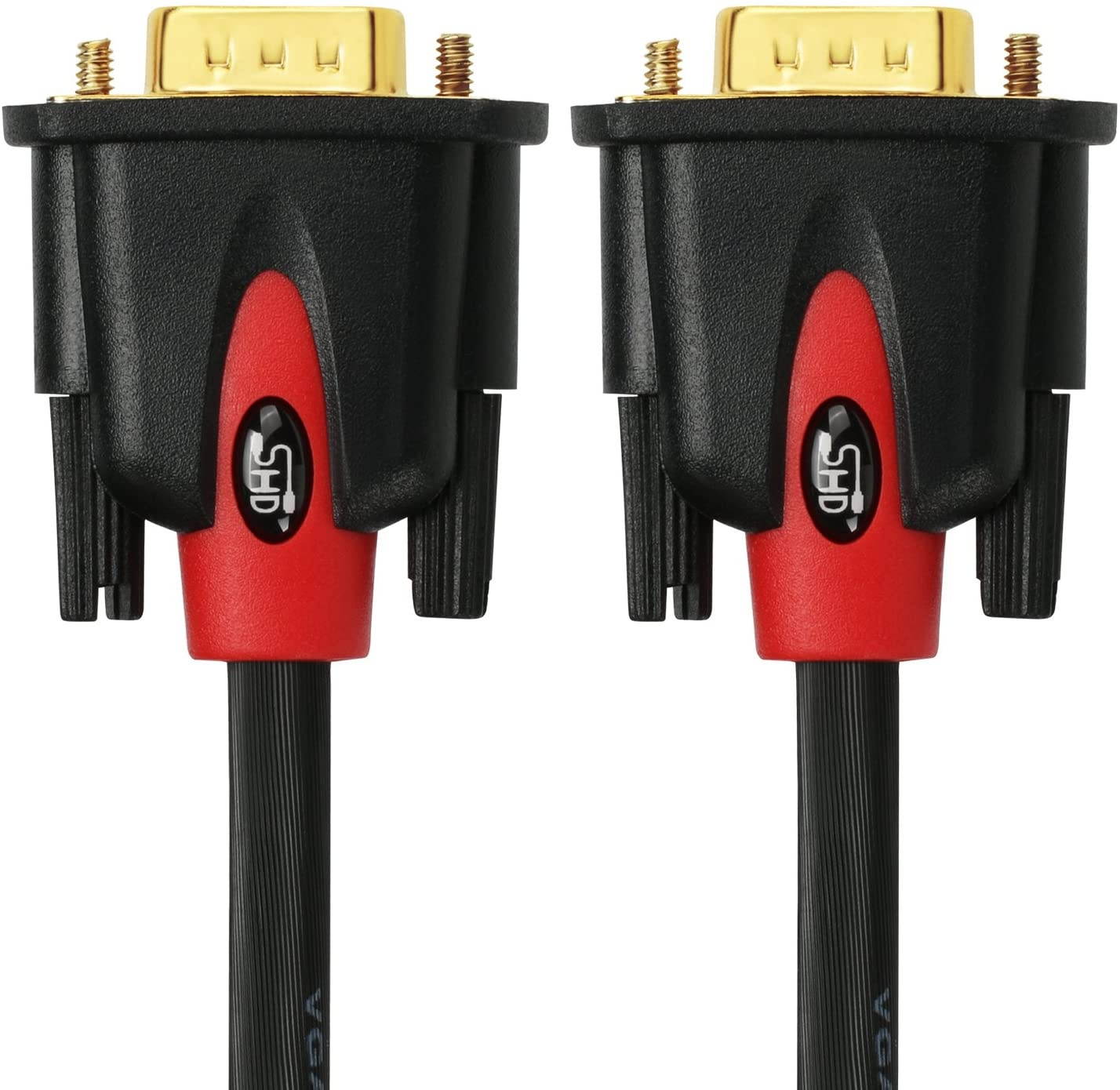 VGA Cable 50FeetSHD VGA to VGA Monitor Cable HD15 SVGA for PC Laptop TV Projector Black and Red Color