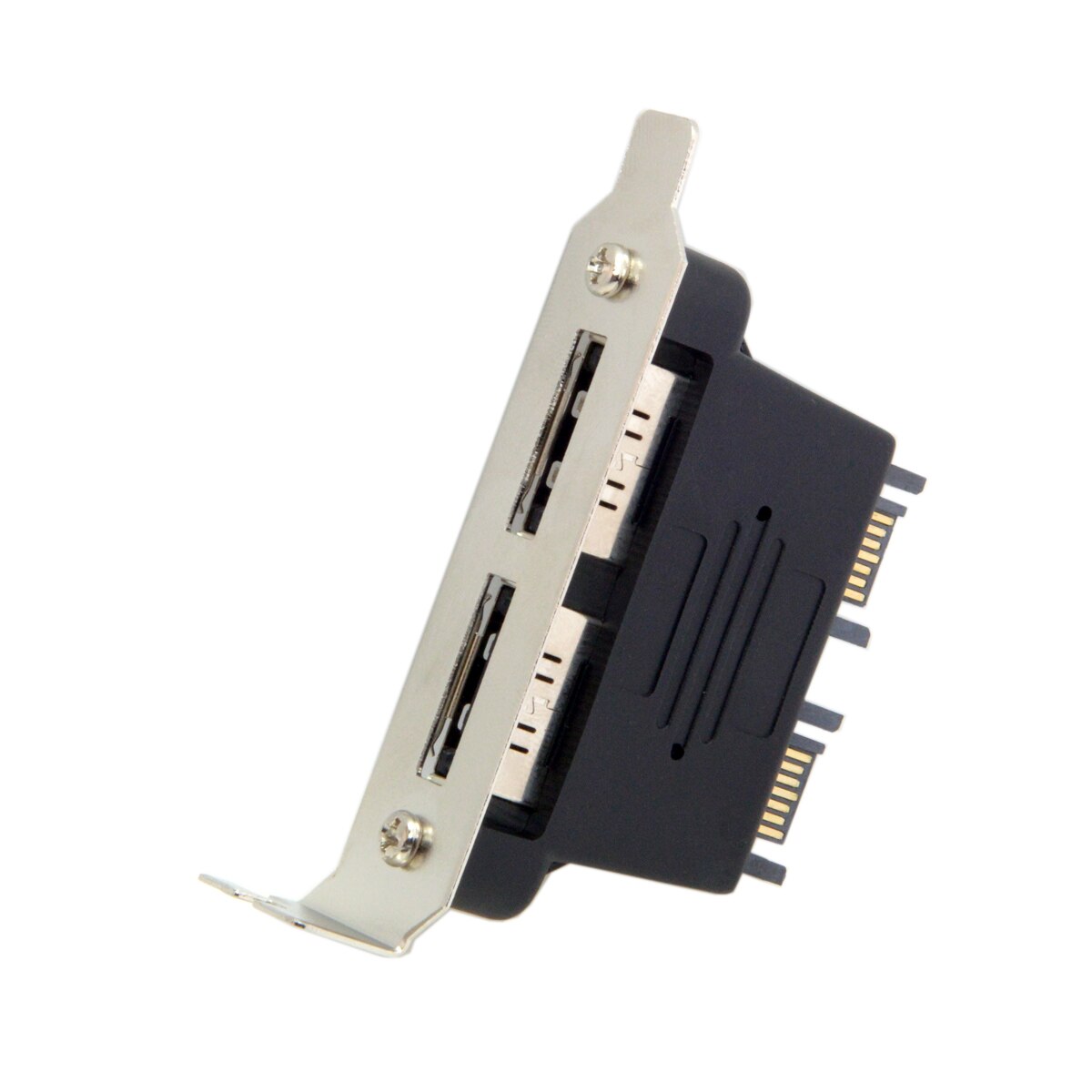 Cablecc Dual Port SATA 7pin to Esata 7Pin Adapter Male to Male with Low Profile PCI-E Bracket 80mm Length for small form factor PCs