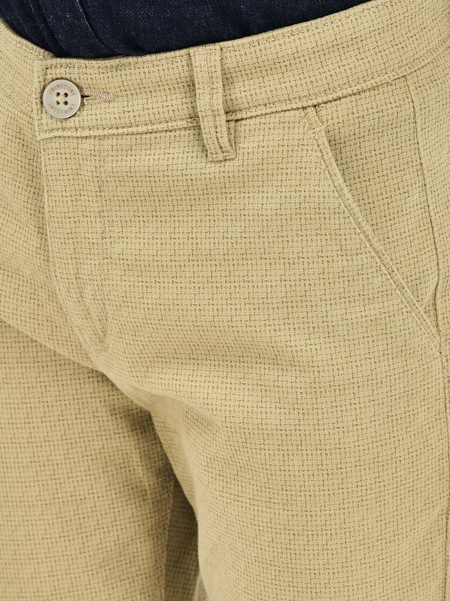 Crimsoune Club Boys Beige Cotton Printed Trousers