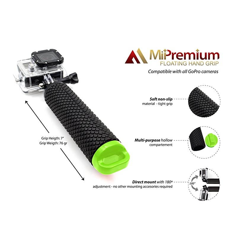 Floating Hand Grip Compatible with GoPro Hero 9 8 7 6 5 4 3+ 2 1 Session Black Silver Camera Handler Handle Mount Accessories Kit for Water Sport and All Action Cameras Blue