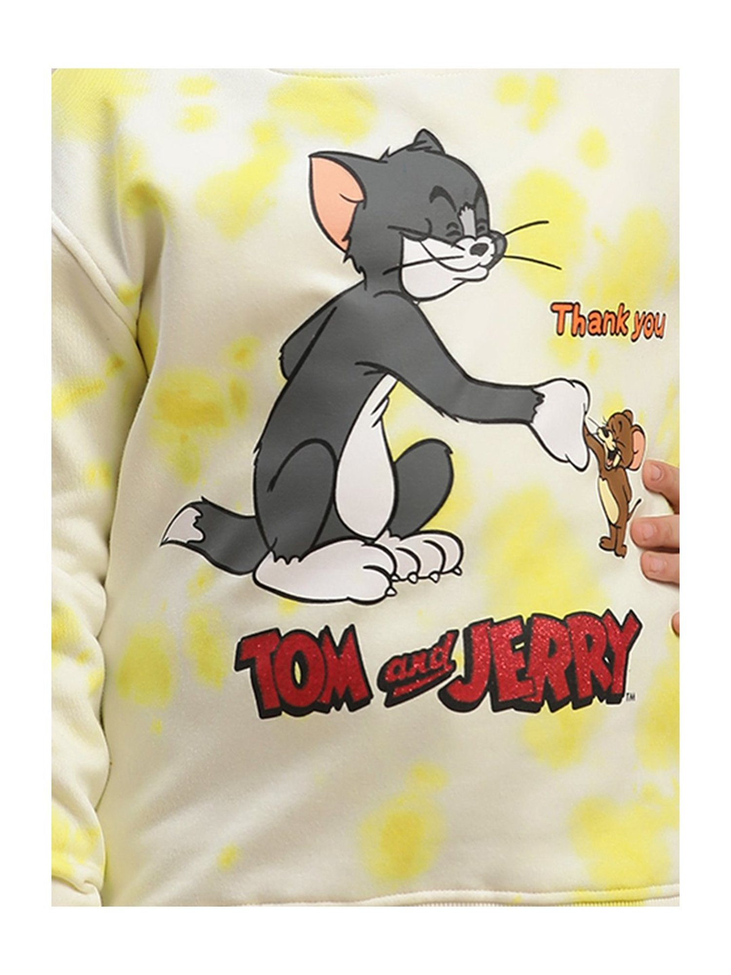 Kidsville Tom & Jerry Printed Yellow Sweatshirt For Girls