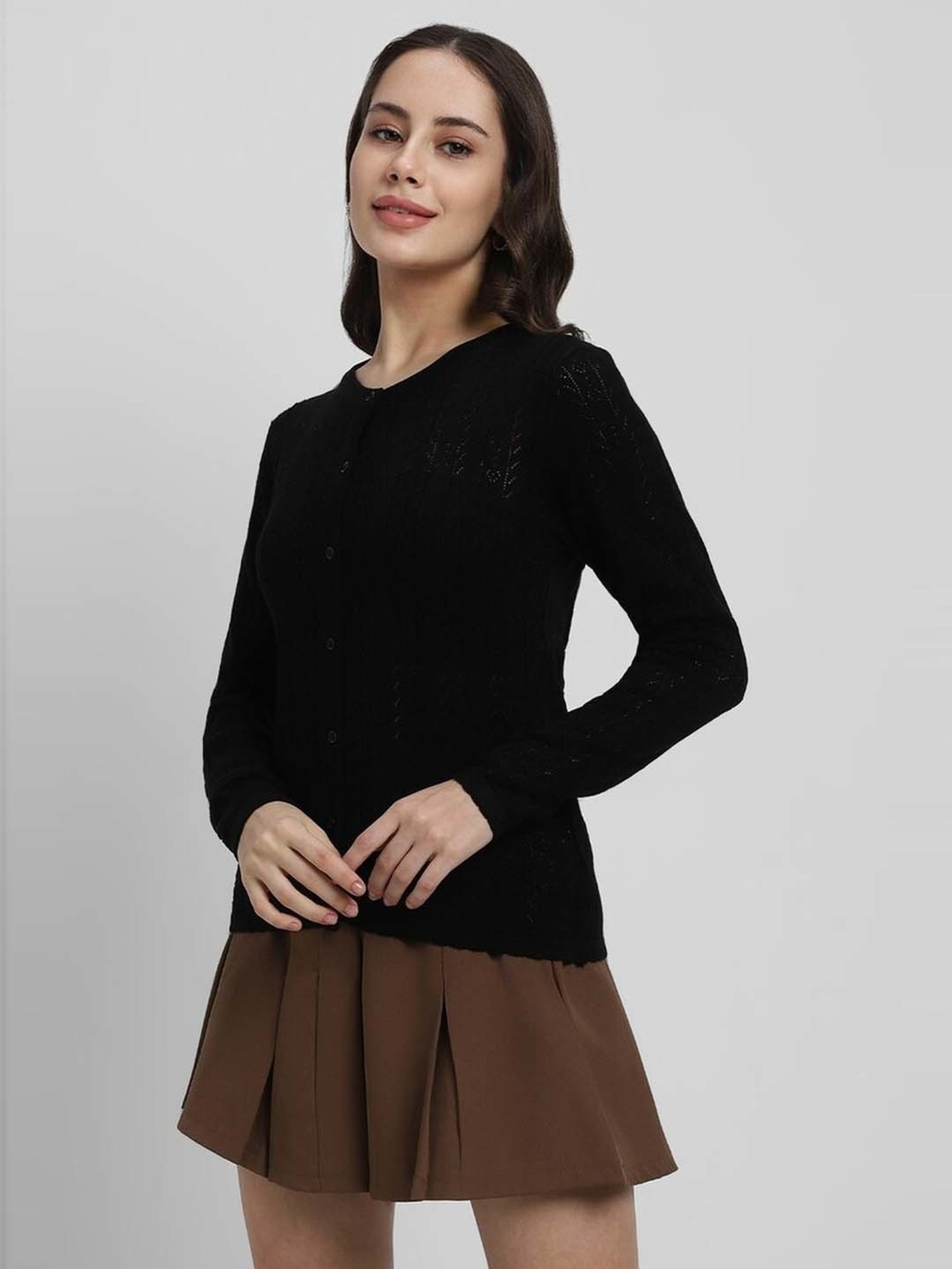 Forever 21 Black Self Pattern Sweater