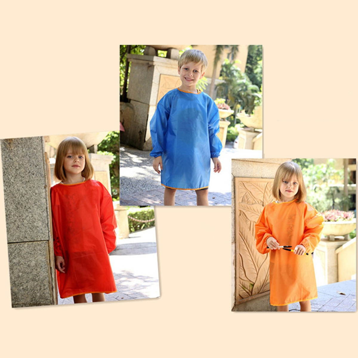 Painting Apron Waterproof Long-sleeved Drawing Art Smock for Children Kids (Pink, L - Suitble for 130-150cm Height)