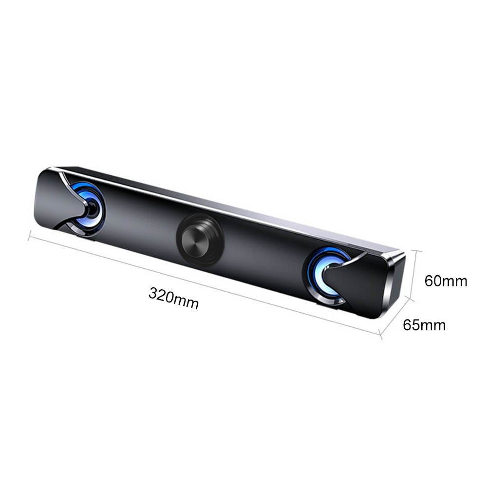 SADA V110 Speaker Bar Computer Speakers with LED Light 3.5mm Audio Cable Wired Computer Sound Bar USB Powered Mini Soundbar Speaker for TV PC Cellphone Tablets Desktop Laptop