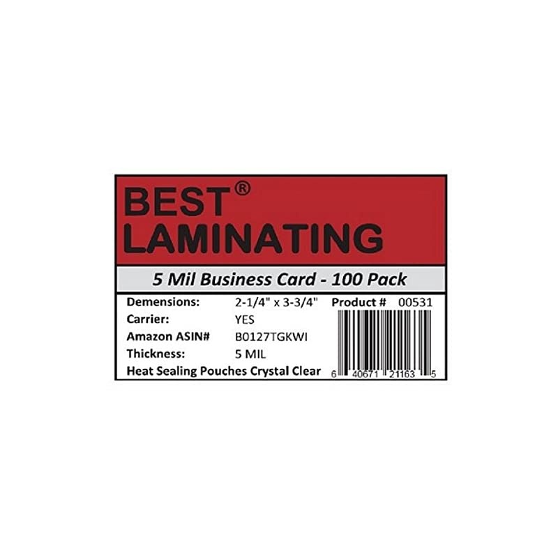 Laminating 5 Mil Business Card Therm Laminating Pouches 214 x 334 100 Pouches