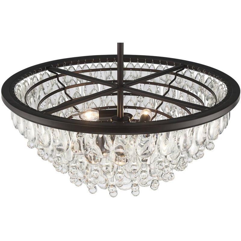 Vienna Full Spectrum Lorraine 22" Wide Bronze and Crystal Pendant Light