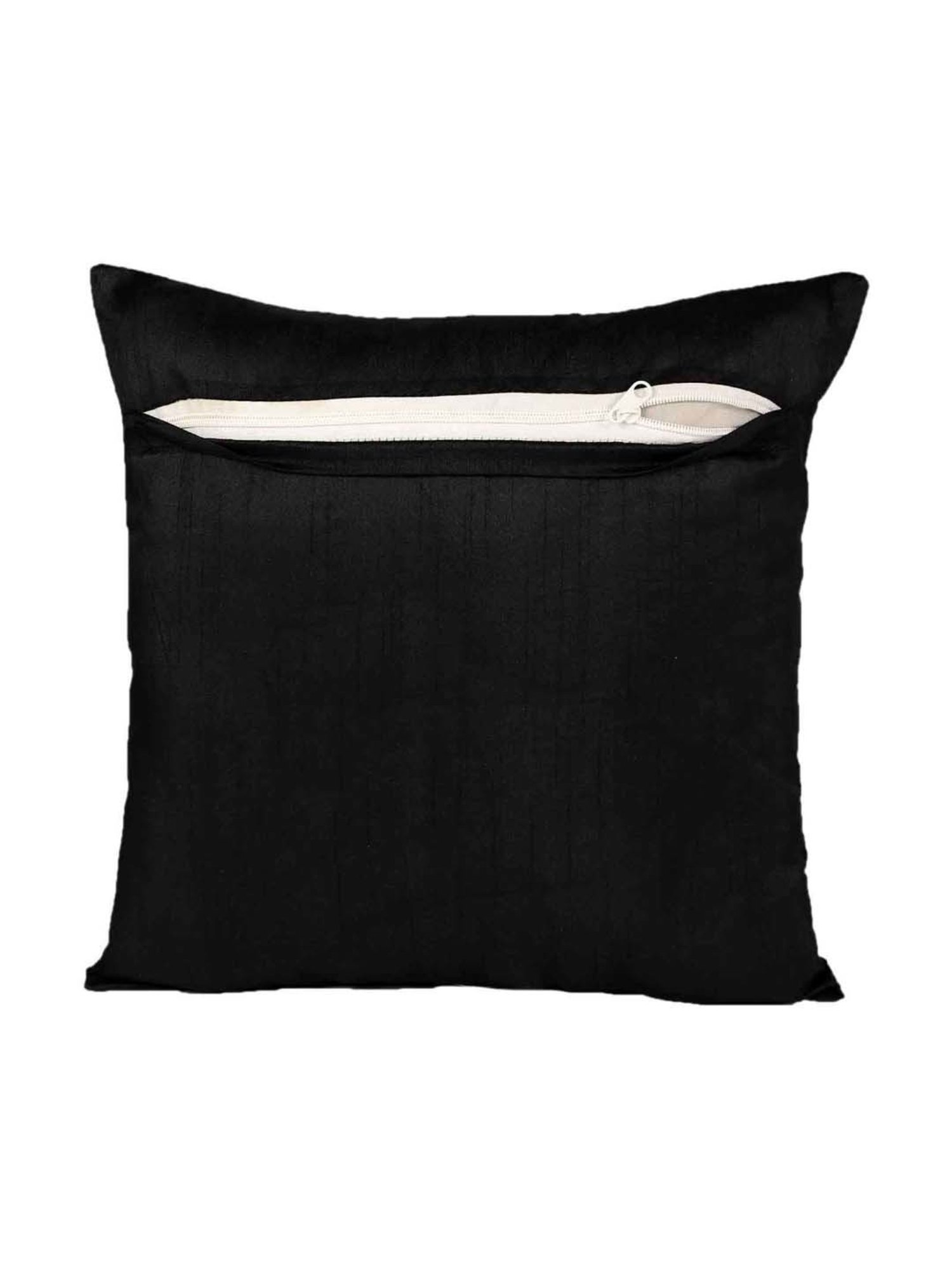 MFD HOME Furnishing Black & Silver Polyester Cushion Cover - Set of 5