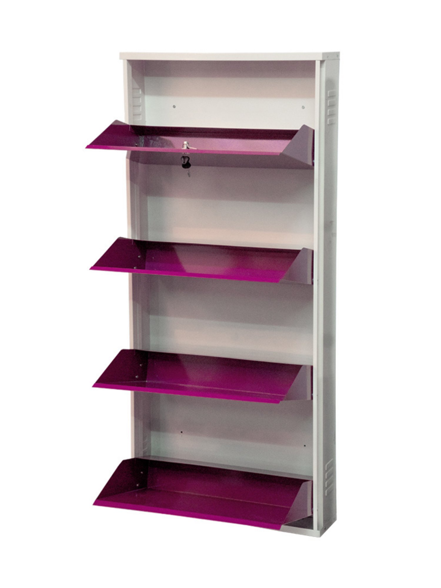 Delite Kom Metal Shoe Rack - 24" 4 Shelf, Ivory Violet, PowderCoat, Wall Mount, DIY