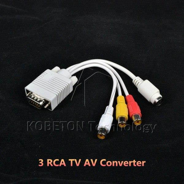 KEBIDU VGA to S Video 3 RCA Female Converter Composite TV AV Out Converter Cable Adapter Connector for PC Laptop Tablet Notebook