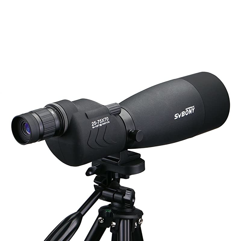 SV17 Spotting Scope Straight Waterproof 25-75x70mm Zoom Telescope Bak4 for Bird Watching Target Shooting Archery Range with Soft Case