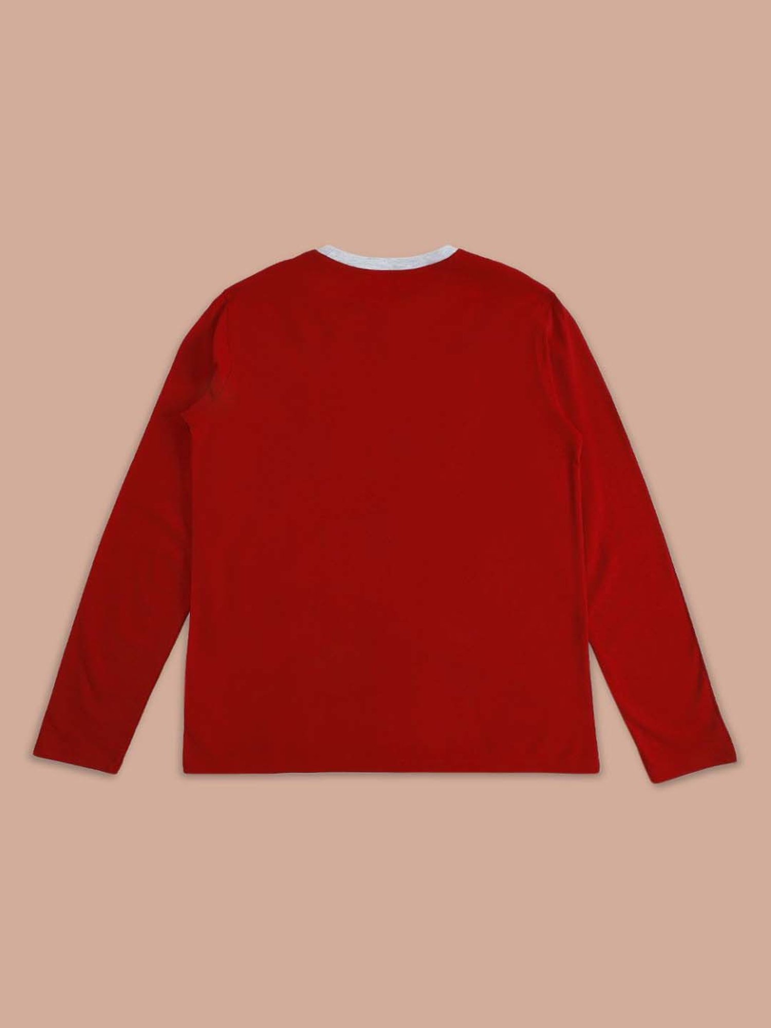 Pantaloons Baby Kids Red & White Cotton Printed Full Sleeves T-Shirt