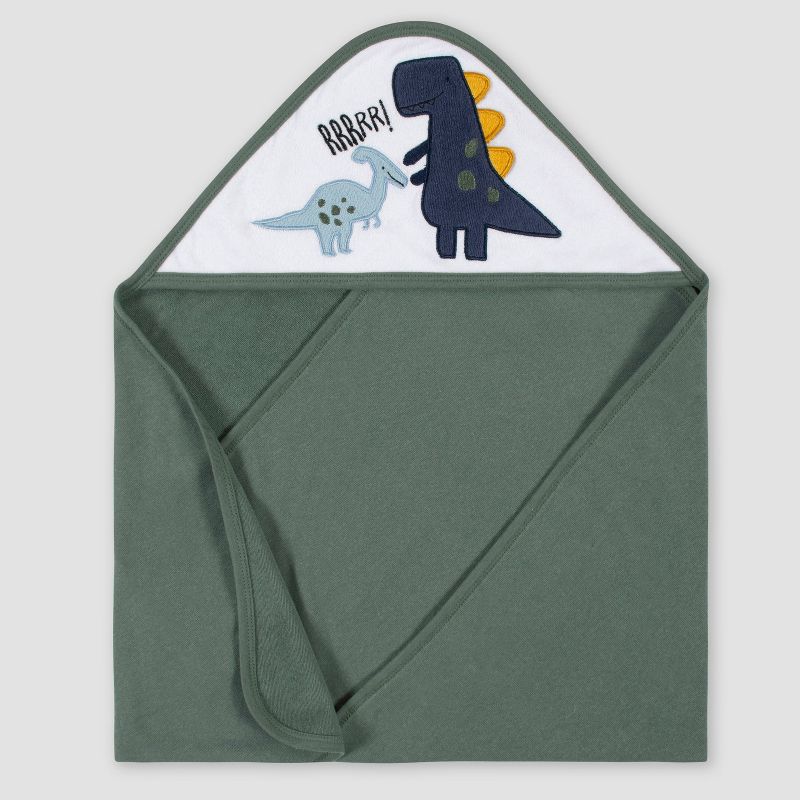 Gerber Baby Boys' 2pk Dino Terry Hooded Bath Towel - White/Gray