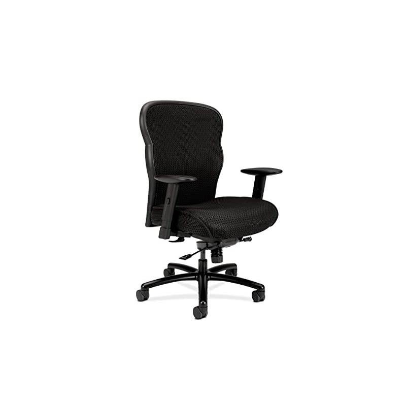 Wave Mesh Big and Tall Executive Chair | Knee-Tilt | Adjustable Arms | Black Fabric Seat | HVL705 Model