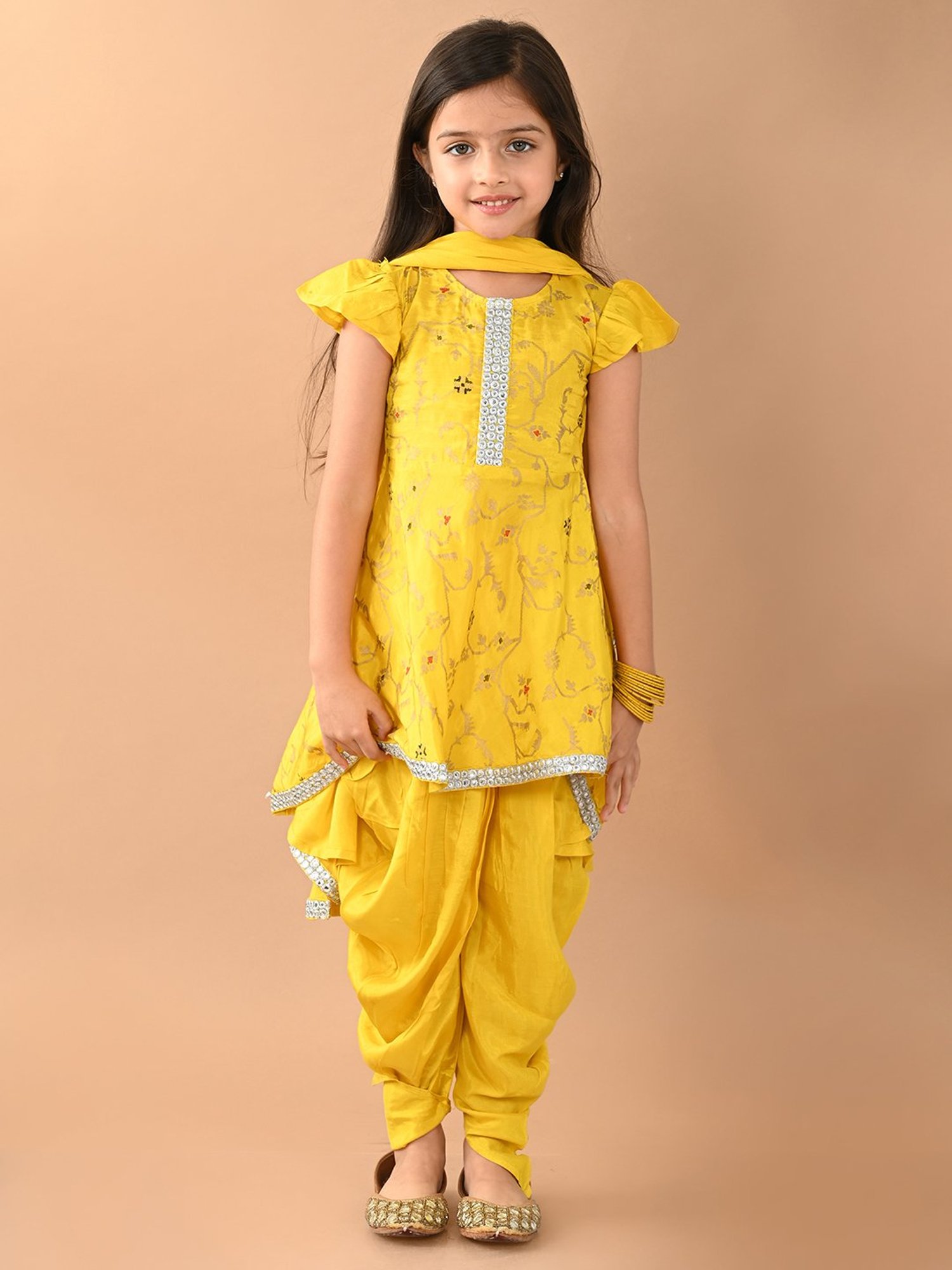 VASTRAMAY Kids Blue & White Cotton Over Dyed Kurta Set