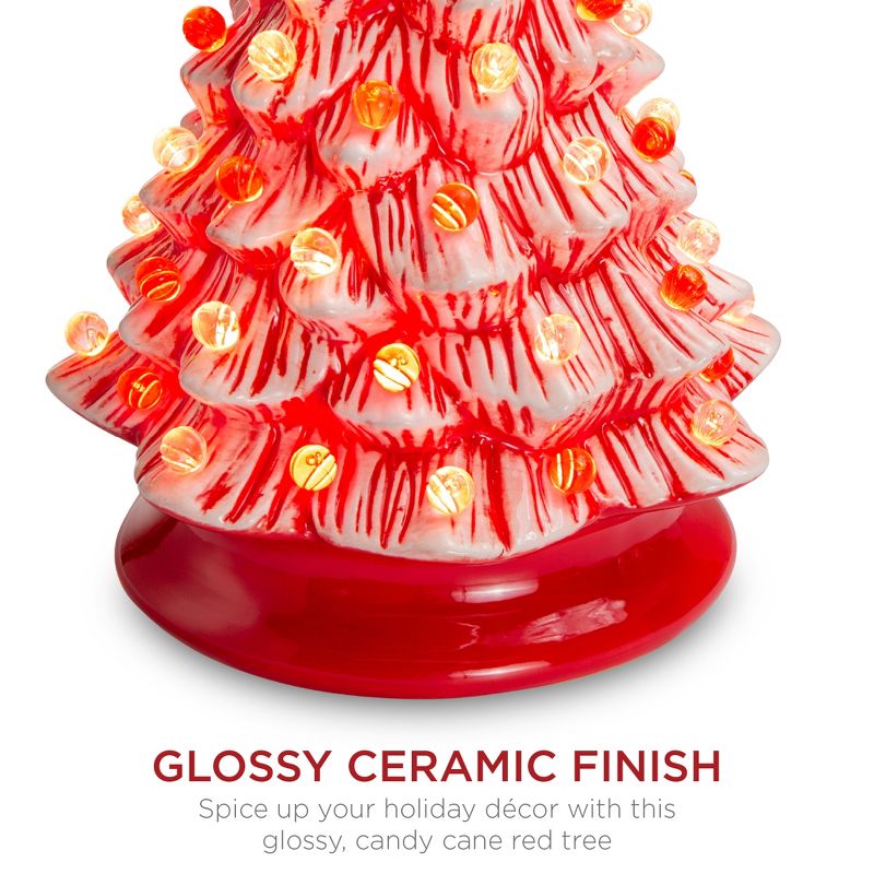 Best Choice Products 15in Pre-lit Ceramic Christmas Tree w/ Cord, Hand-Painted  Decoration - Peppermint Candy Cane
