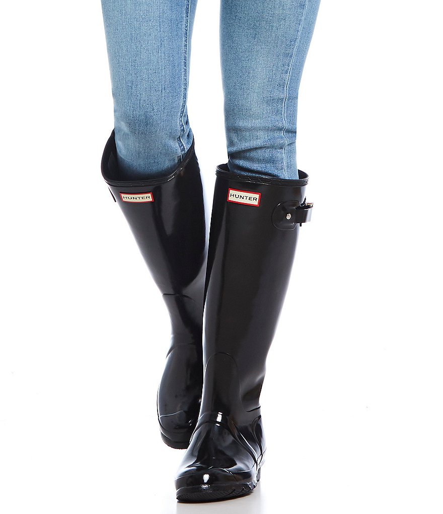 Hunter Women's Original Tall Gloss Buckle Strap Rain Boots