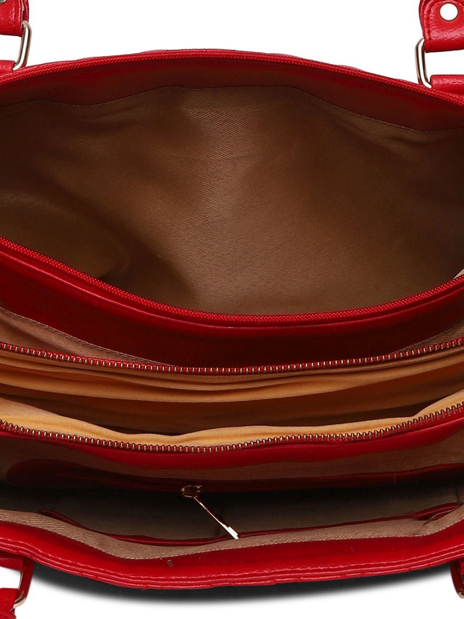 KLEIO Red Quilted Medium Laptop Handbag