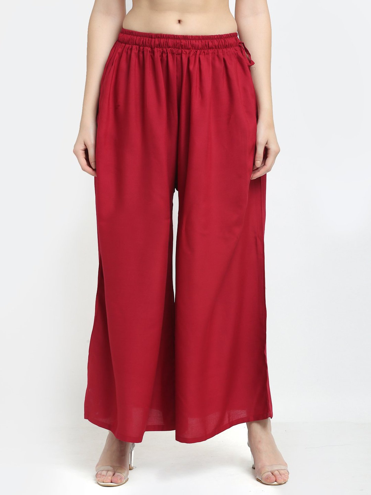 TAG 7 Maroon Regular Fit Palazzos