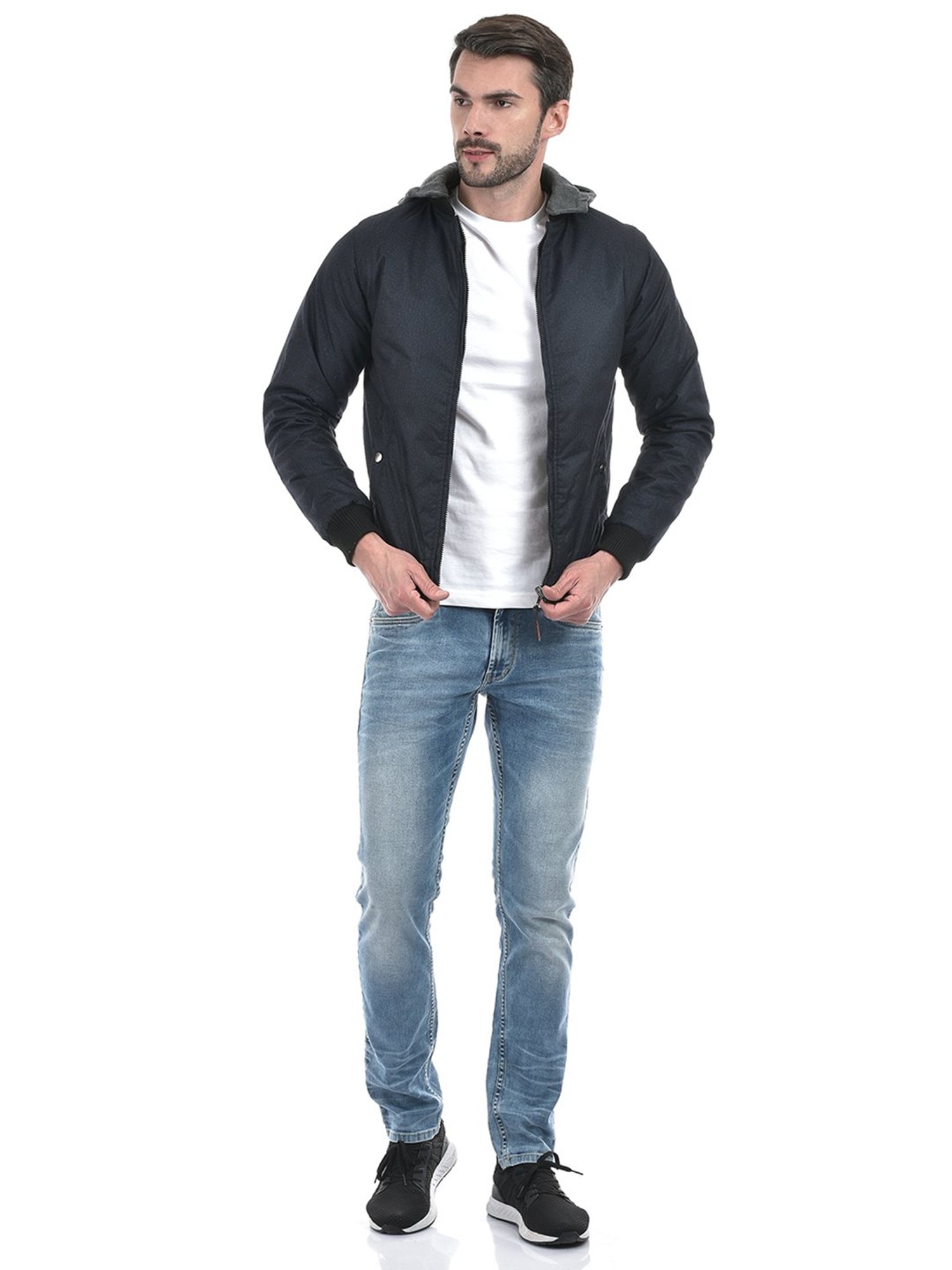 Lawman Pg3 Navy Melange & Olive Regular Fit Reversible Jacket