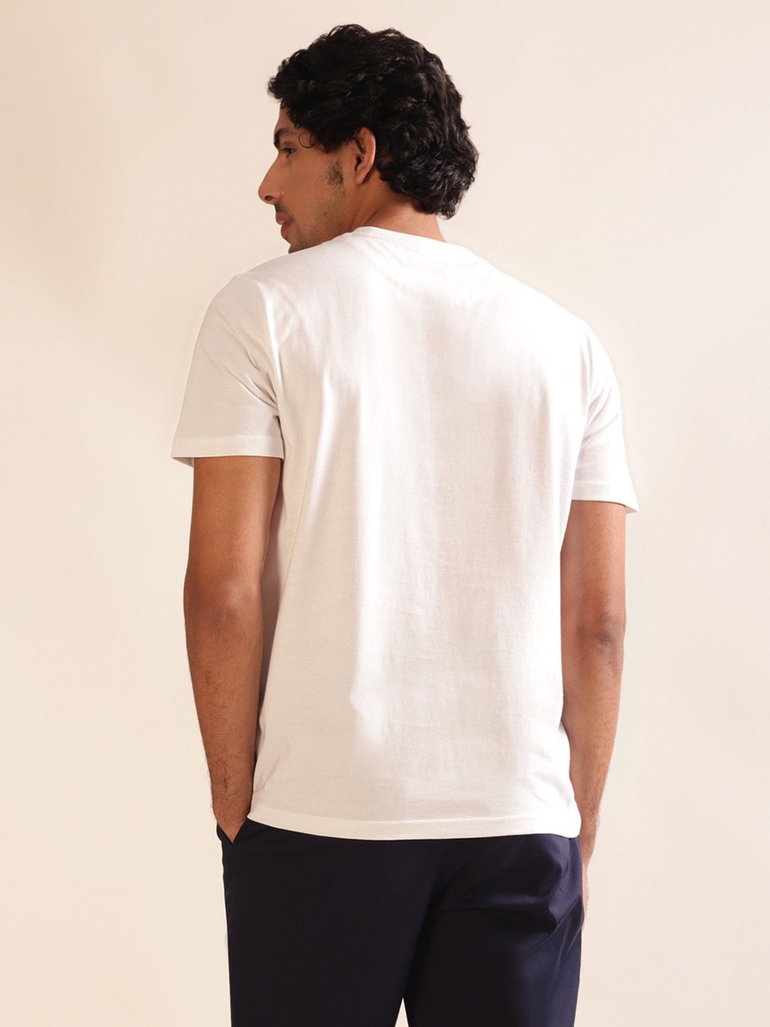 ANDAMEN White Regular Fit Crew T-Shirt