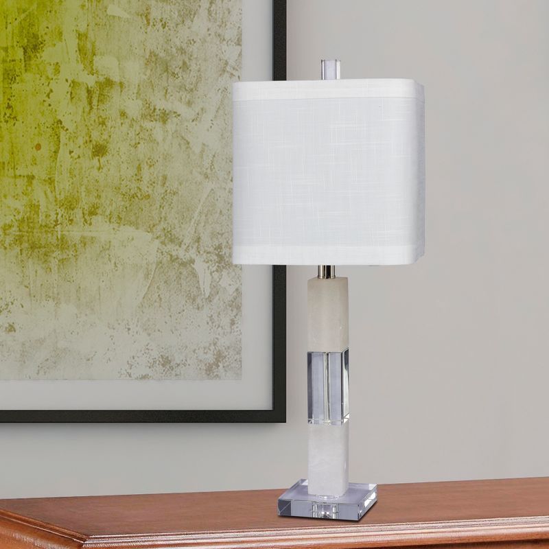 Fangio Lighting Stacked Block Crystal And Snow Marble Table Lamps Clear