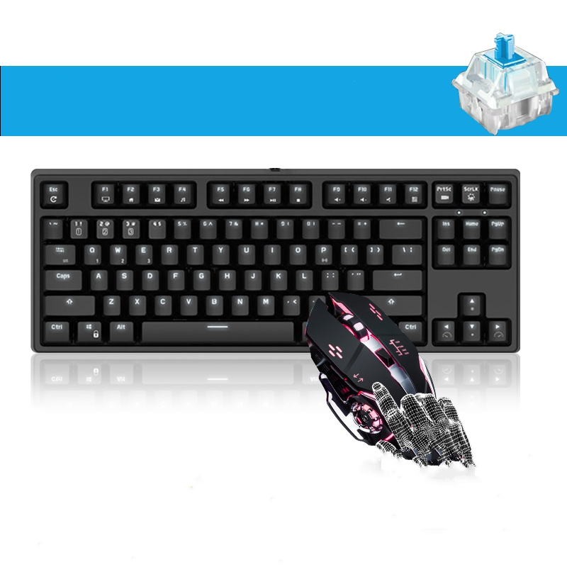 Royal Kludge RK987  N-key Rollover Ergonomic Design,Cool Exterior USB Wired PBT Keycaps White Backlit Keyboard for Gaming and Office - Black( RK Black Switch)