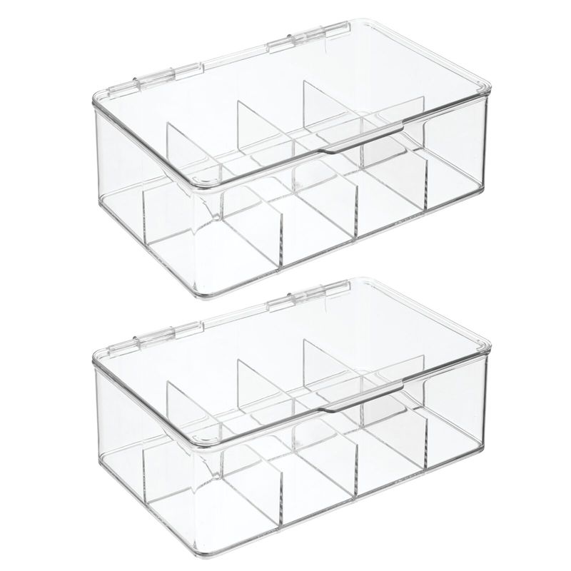 mDesign Divided First Aid Kit Storage Box for Cabinet, Closet, 2 Pack - Clear