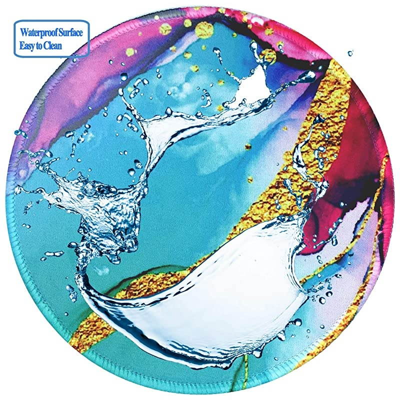 Mouse Pad Round Mouse Mat Cute Mouse Pad with Design NonSlip Rubber Base Mousepad with Stitched Edge Waterproof Office Mouse Pad Colorful Marble