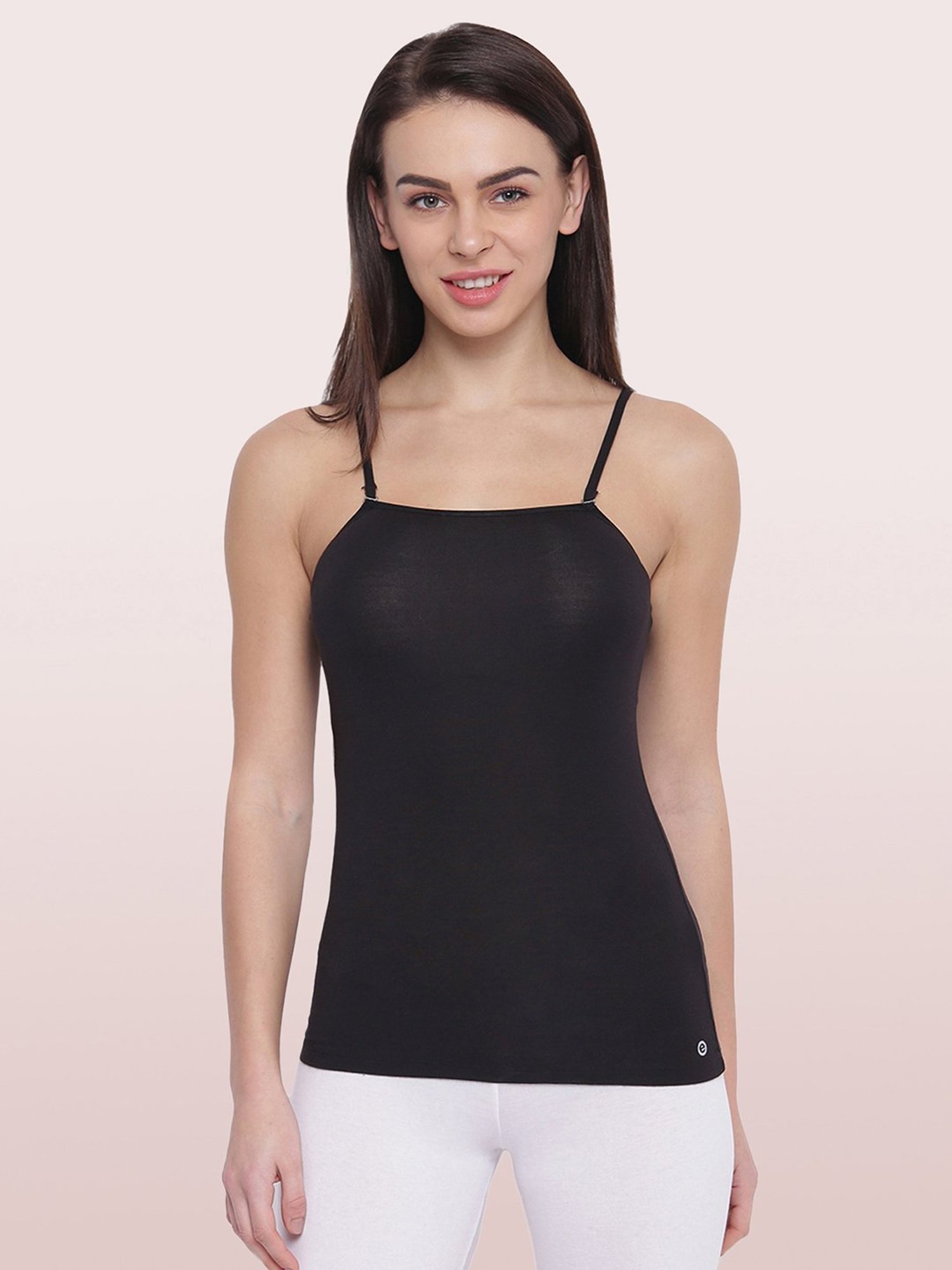 Enamor Black Sleeveless Detachable Strap Camisole
