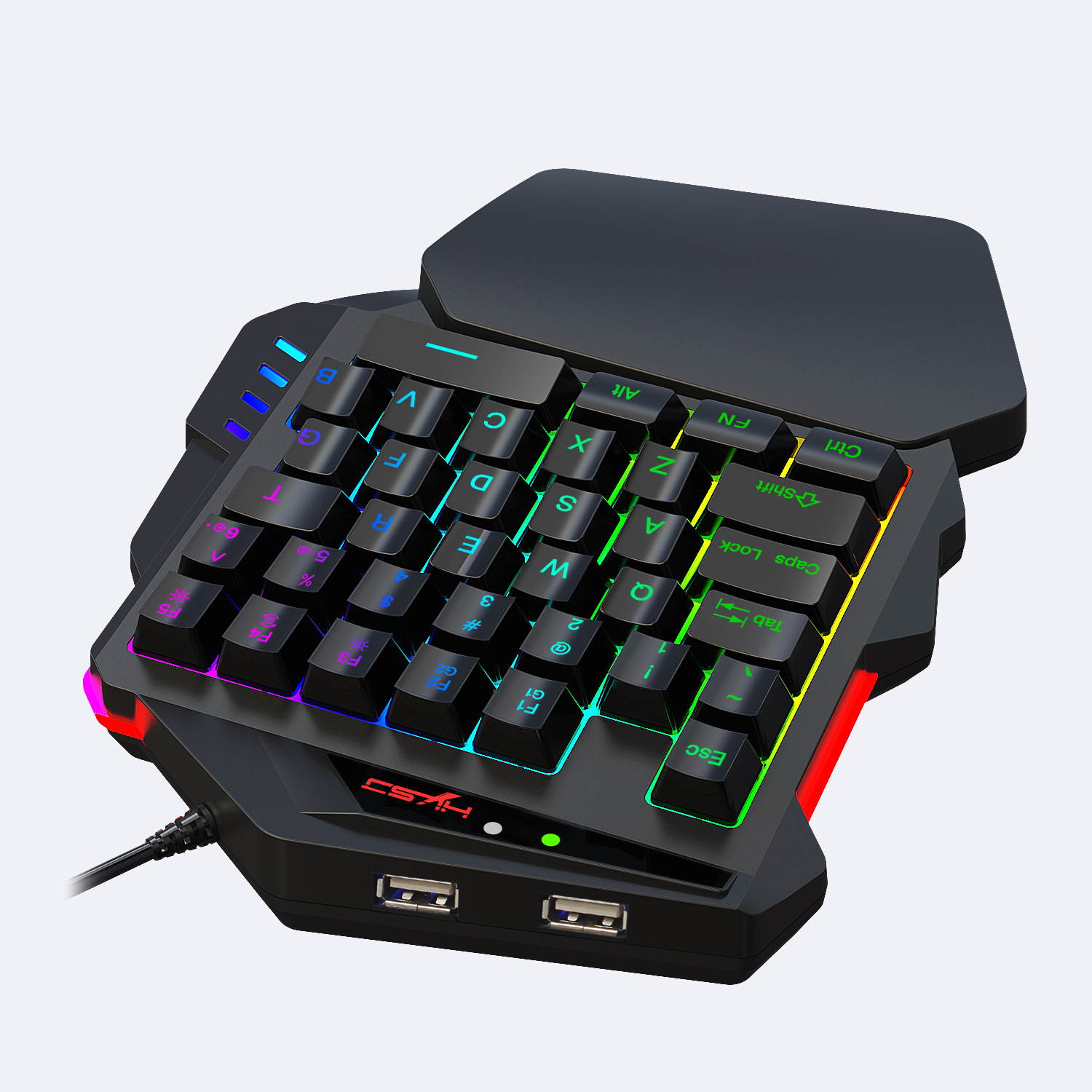HXSJ V500 Gaming One-handed Keyboard RGB Luminous Keyboard Built-in Converter Support PS3 PS4